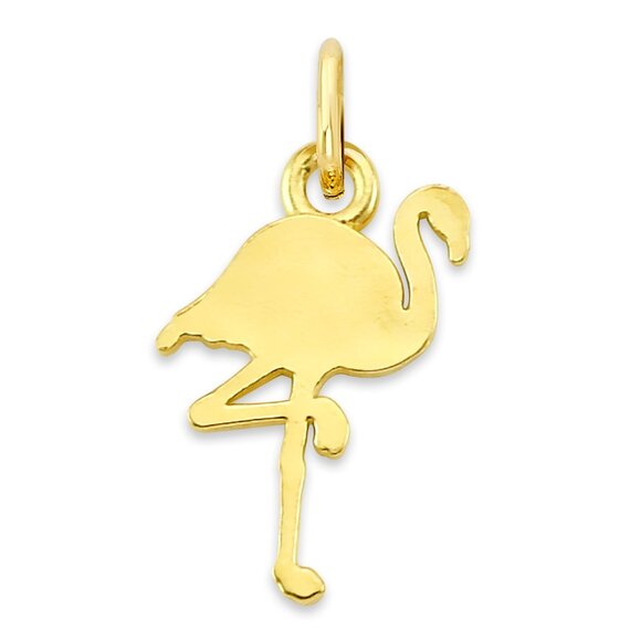Solid 10k/14k Gold Flamingo Charm - Animal Jewelry Gifts for Her - Picture 1 of 5